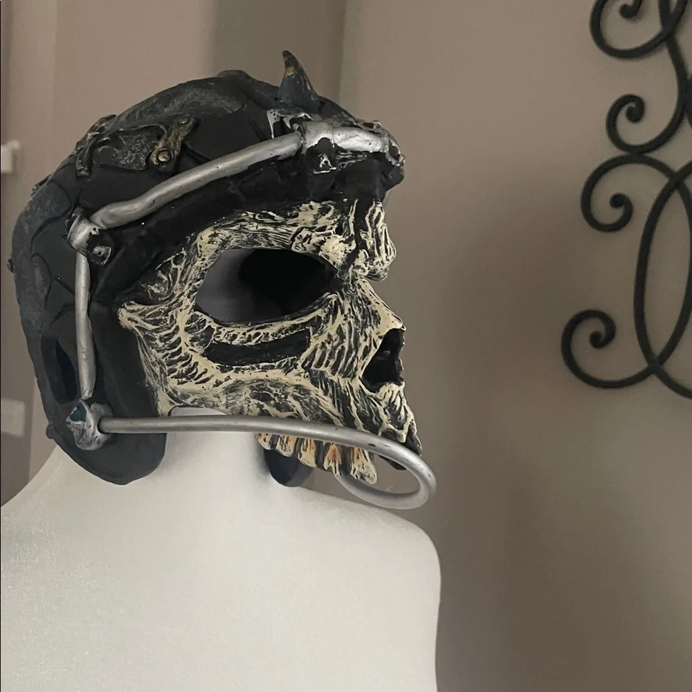 Plastic Skull Helmet with Blue and Silver Accents, Child size costume Halloween